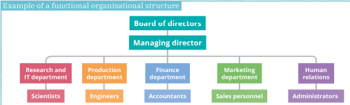 Example of a functional organisation structure